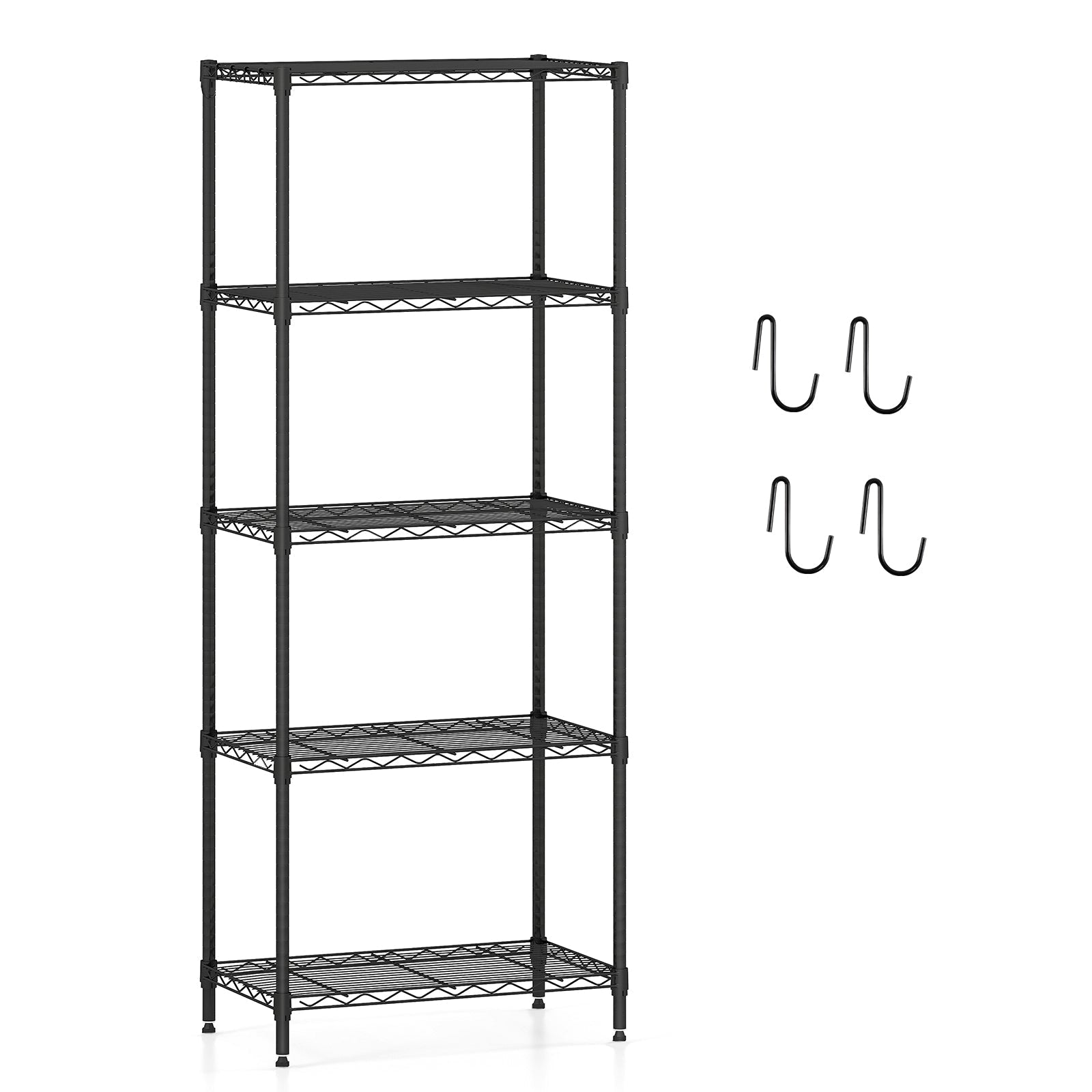 5-Tier Metal Storage Shelving Unit with V-Shaped Wire Rack and 750 LBS Capacity-Black