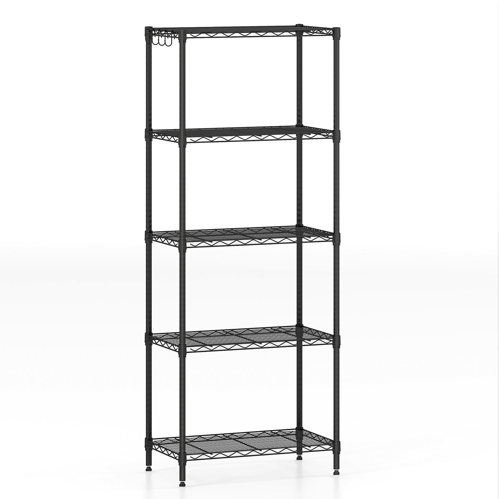 5-Tier Metal Storage Shelving Unit with V-Shaped Wire Rack and 750 LBS Capacity-Black