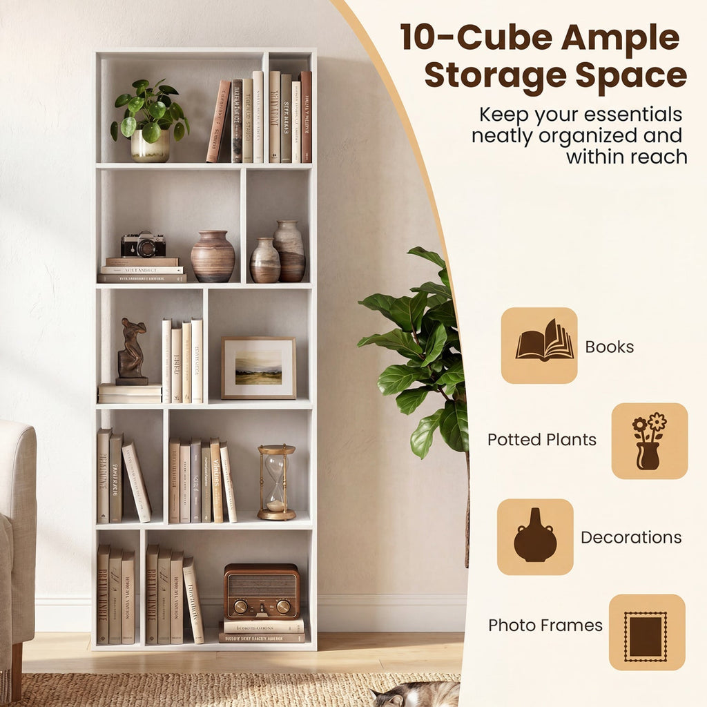 5-Tier Bookshelf with Open Back and Anti-Tipping Kit