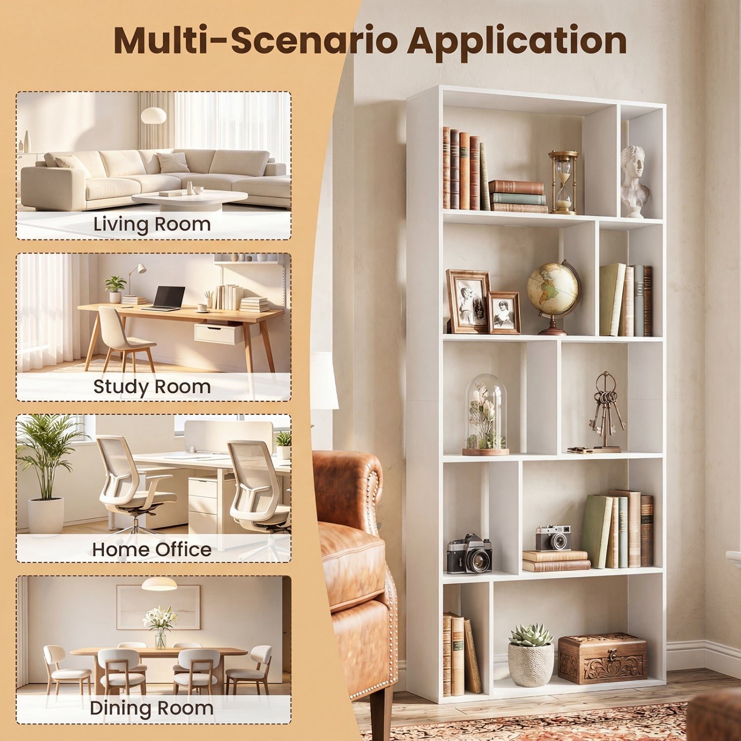 5-Tier Bookshelf with Open Back and Anti-Tipping Kit