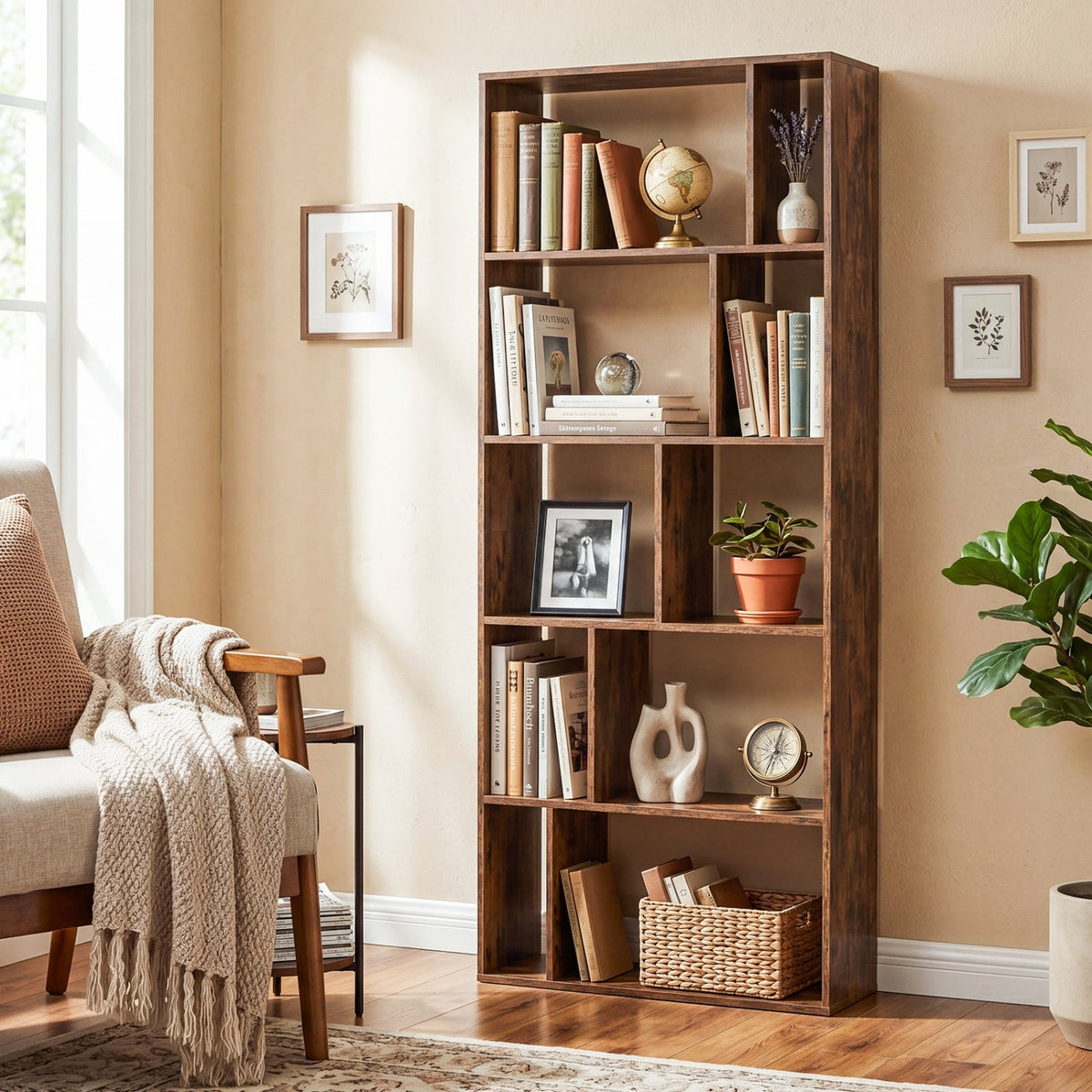 5-Tier Bookshelf with Open Back and Anti-Tipping Kit