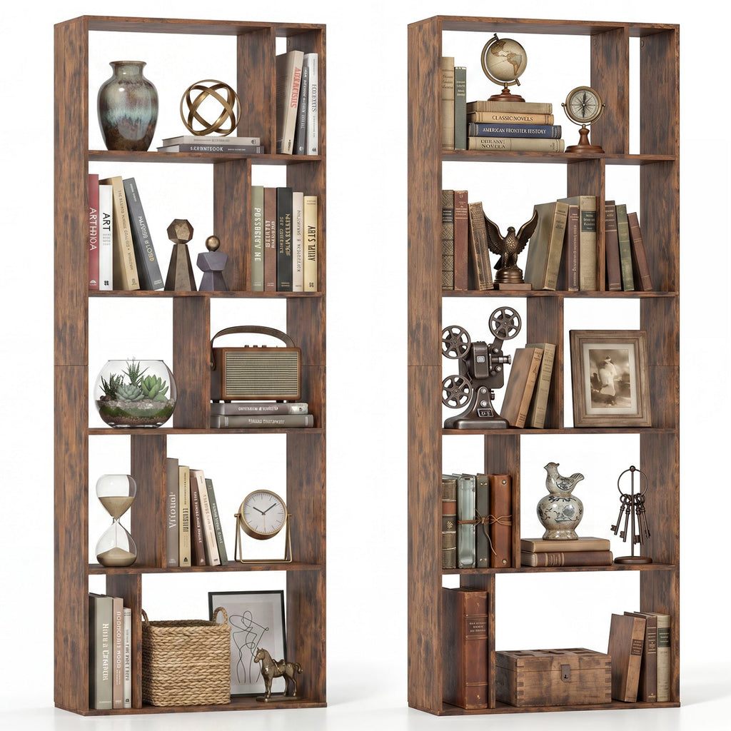 5-Tier Bookshelf with Open Back and Anti-Tipping Kit