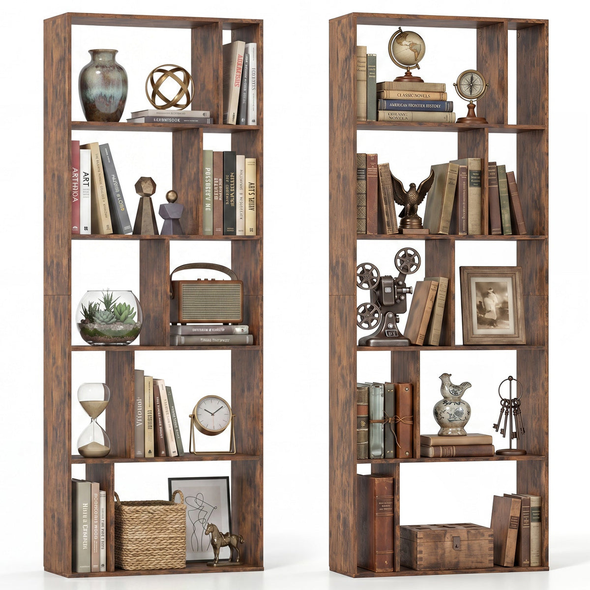 5-Tier Bookshelf with Open Back and Anti-Tipping Kit