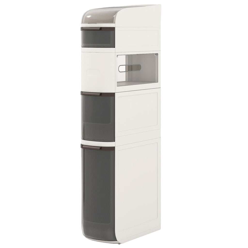 5-Tier Narrow Bathroom Storage Cabinet with Drawers and Tissue Box