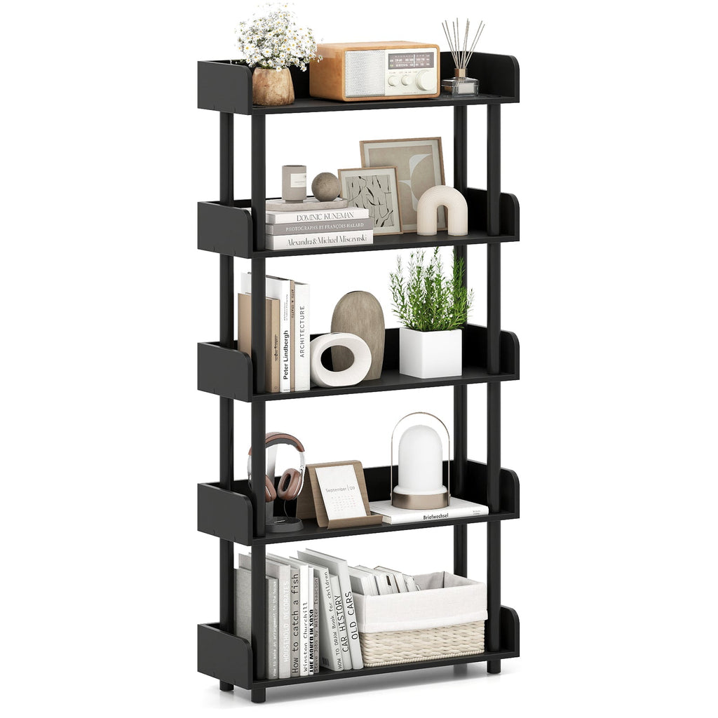 5-Tier Open Bookcase with Industrial Storage Unit