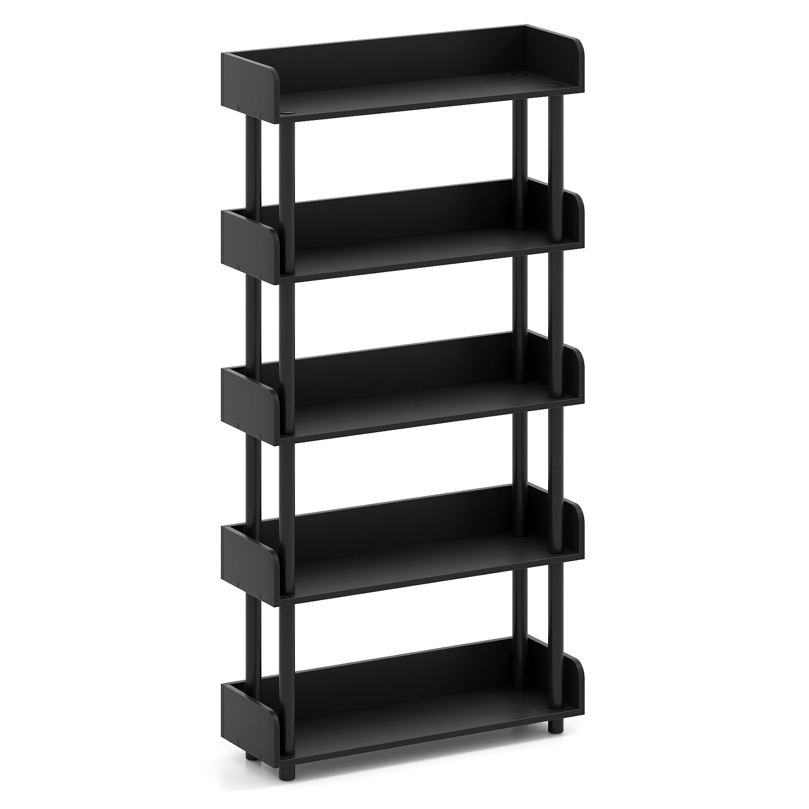 5-Tier Open Bookcase with Industrial Storage Unit