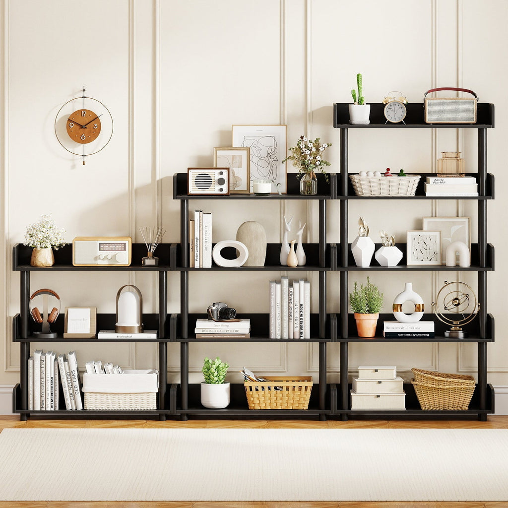 5-Tier Open Bookcase with Industrial Storage Unit