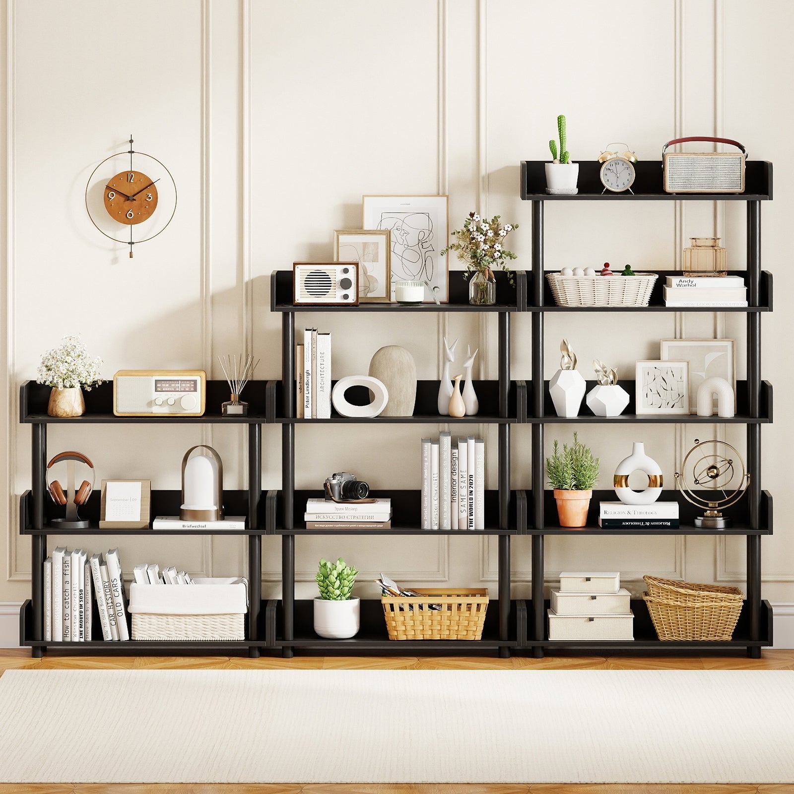 5-Tier Open Bookcase with Industrial Storage Unit