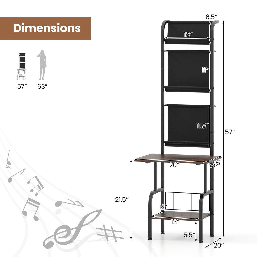 5-Tier Record Player Stand with Vinyl Display Shelf and Record Holder