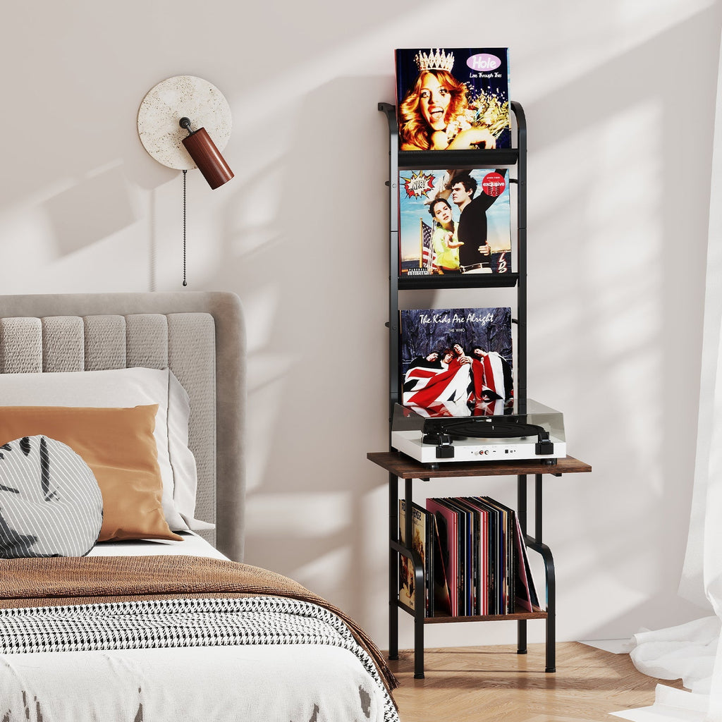 5-Tier Record Player Stand with Vinyl Display Shelf and Record Holder
