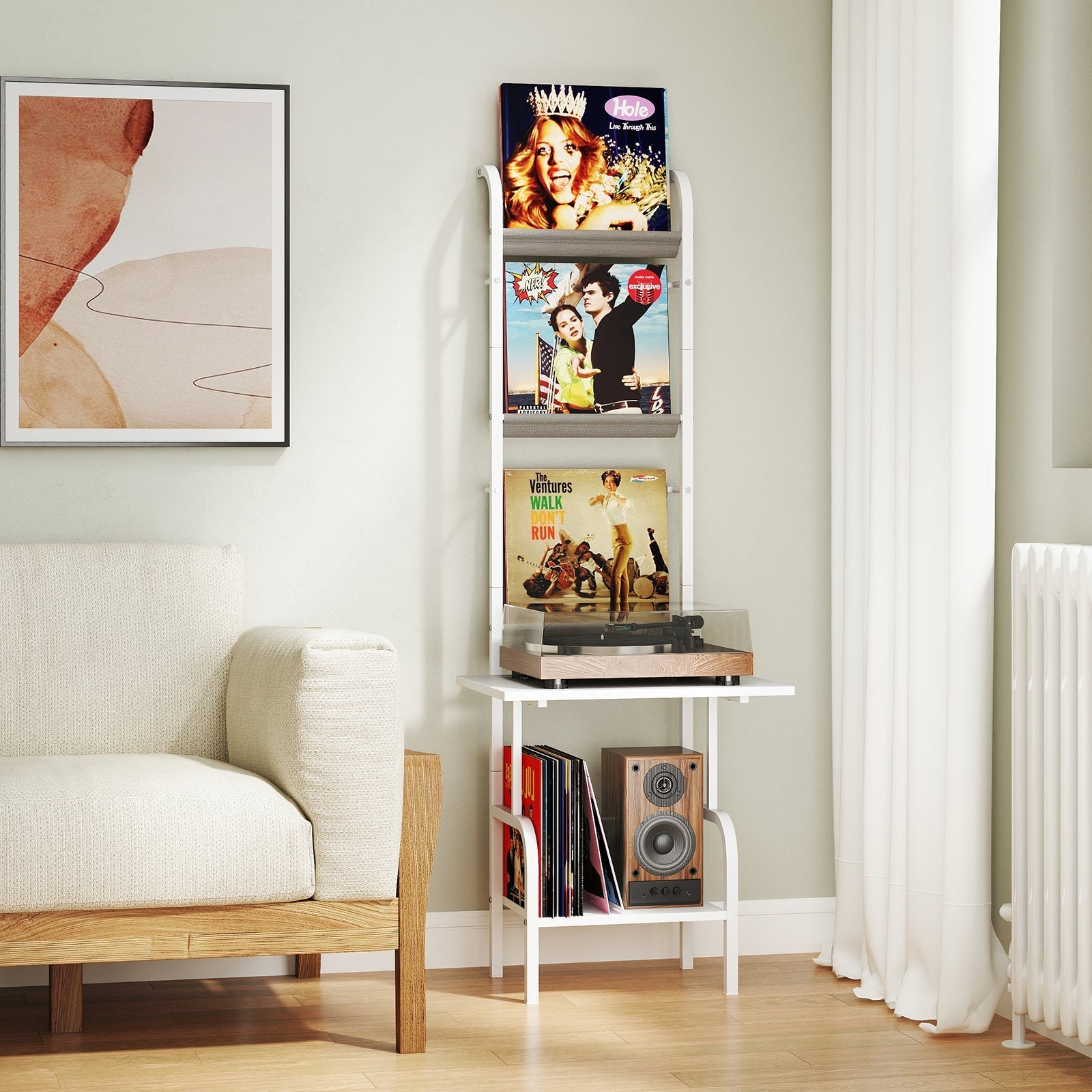 5-Tier Record Player Stand with Vinyl Display Shelf and Record Holder