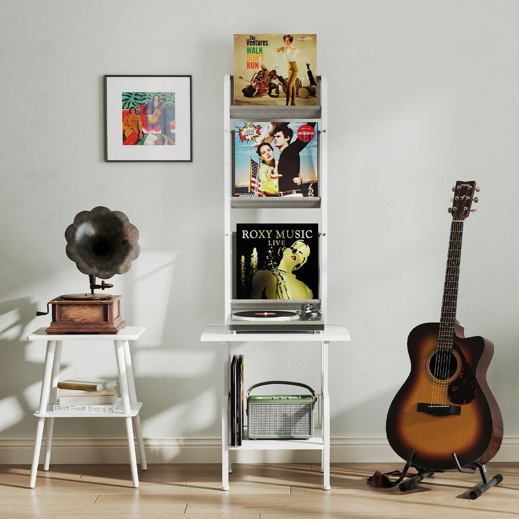 5-Tier Record Player Stand with Vinyl Display Shelf and Record Holder