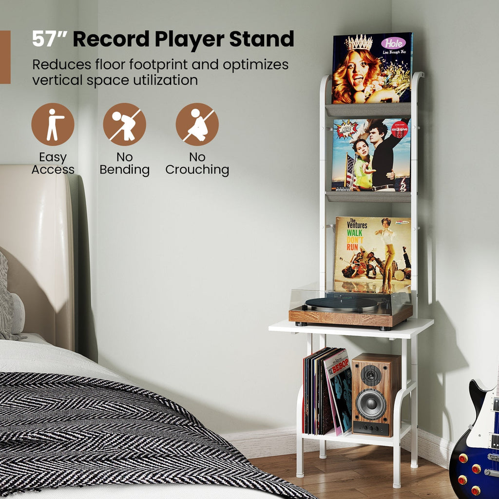 5-Tier Record Player Stand with Vinyl Display Shelf and Record Holder