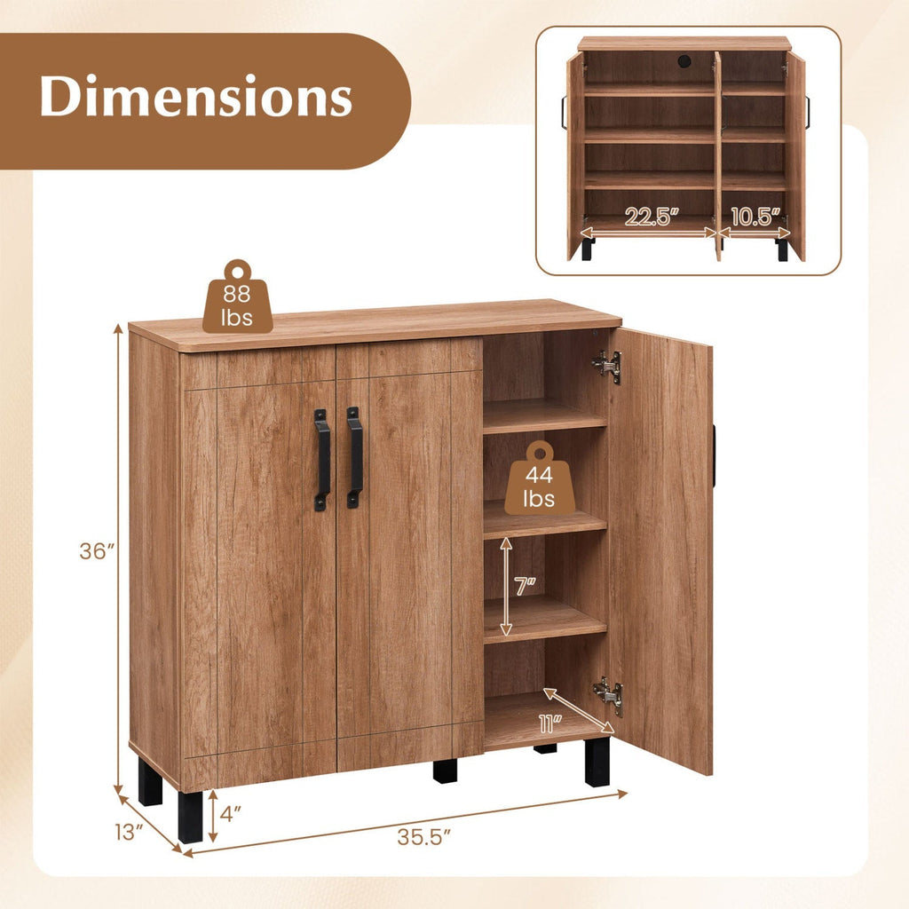 5-Tier Shoe Storage Cabinet Freestanding Shoe Rack Organizer-Oak