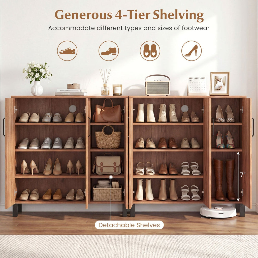 5-Tier Shoe Storage Cabinet Freestanding Shoe Rack Organizer-Oak