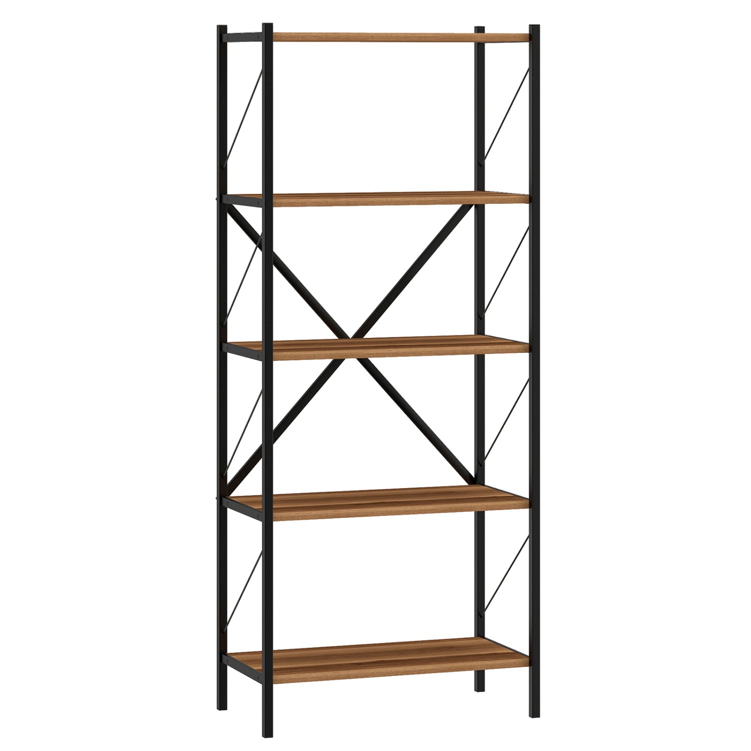 5-Tier Bookshelf with Heavy-Duty Metal Frame