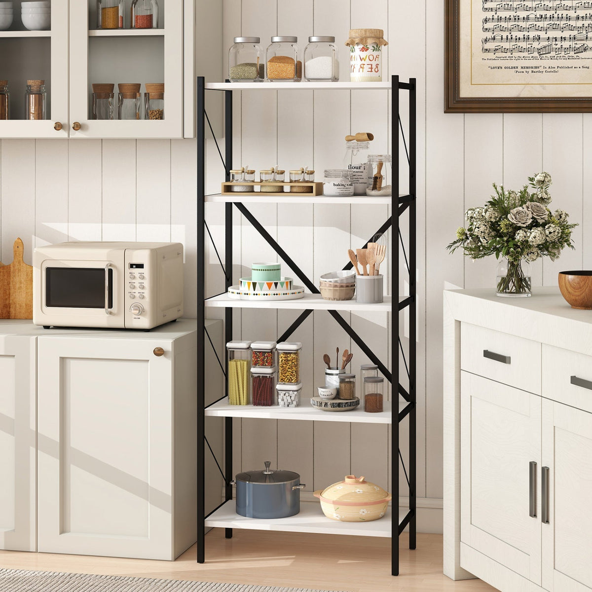 5-Tier Bookshelf with Heavy-Duty Metal Frame