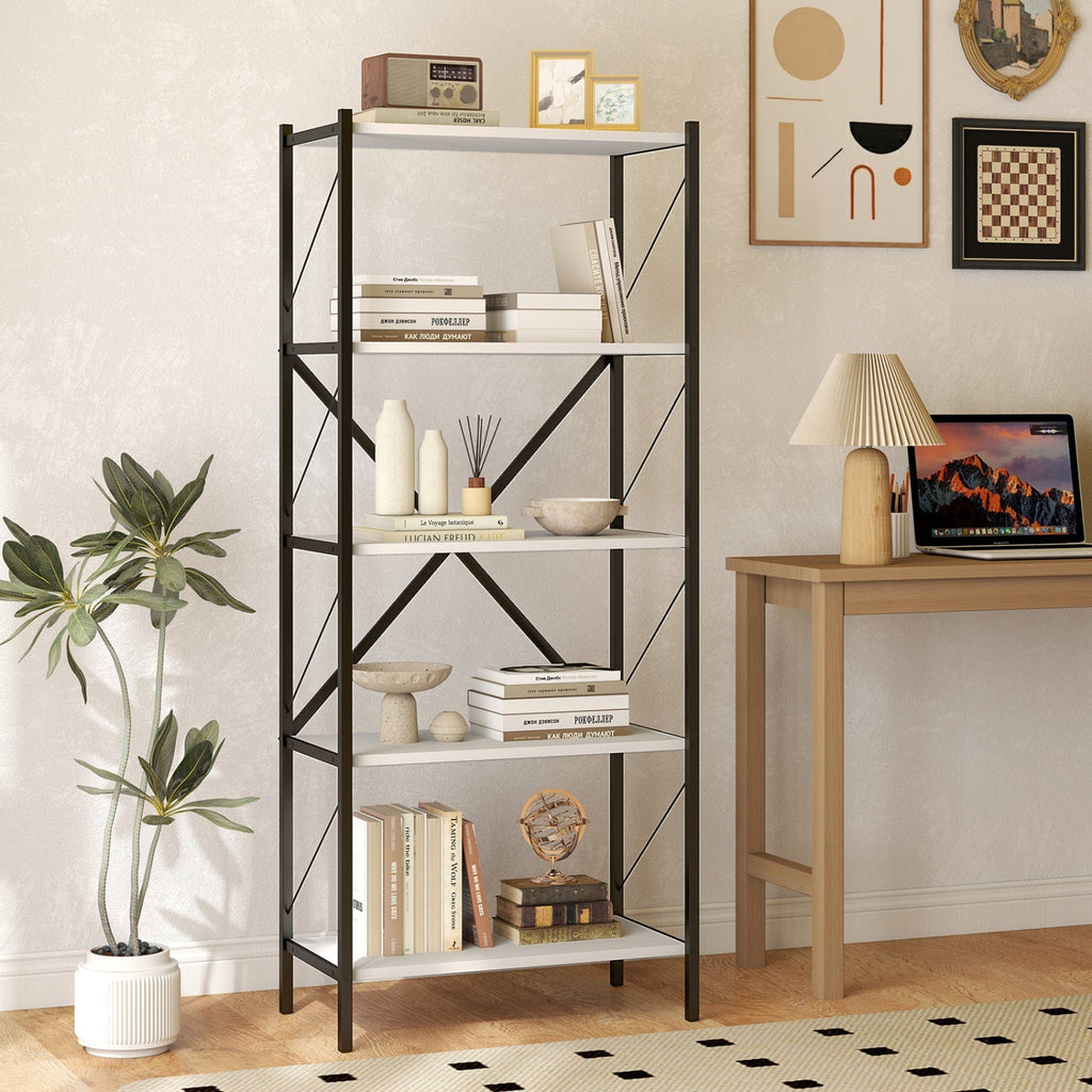 5-Tier Bookshelf with Heavy-Duty Metal Frame