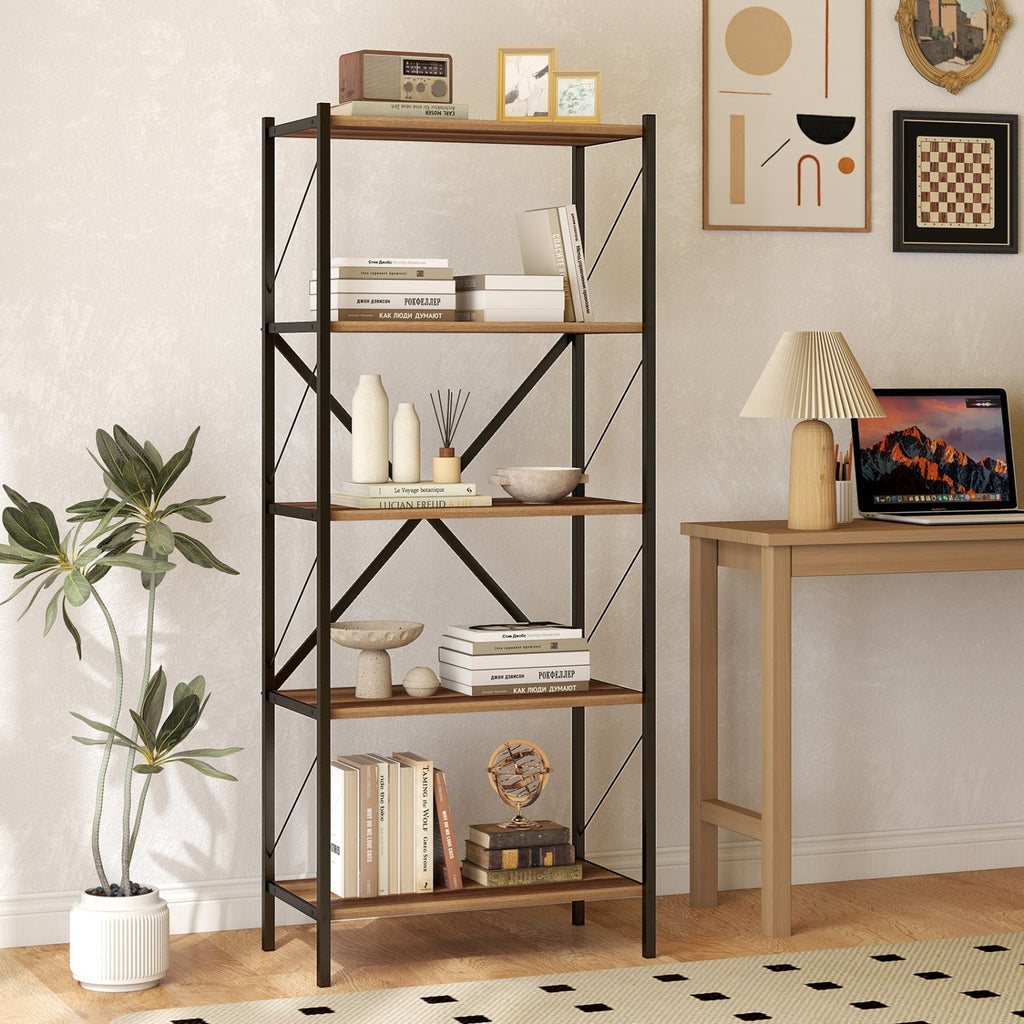 5-Tier Bookshelf with Heavy-Duty Metal Frame