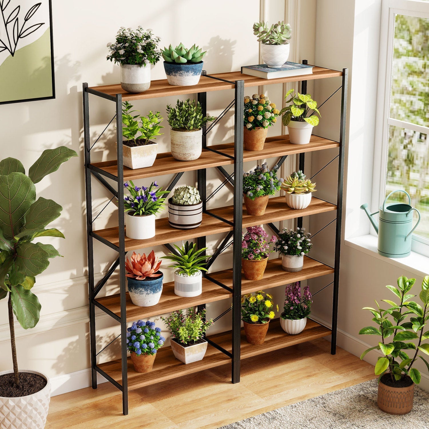5-Tier Bookshelf with Heavy-Duty Metal Frame
