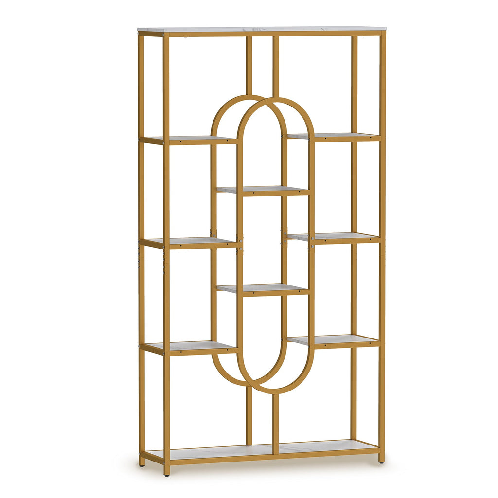 5-Tier Tall Etagere Bookcase with Open Storage Shelves-White