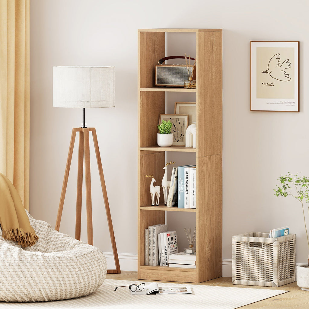 5 Tiers 4-Cube Narrow Bookshelf with 4 Anti-Tipping Kits