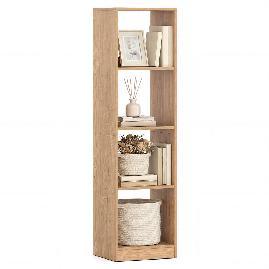 5 Tiers 4-Cube Narrow Bookshelf with 4 Anti-Tipping Kits