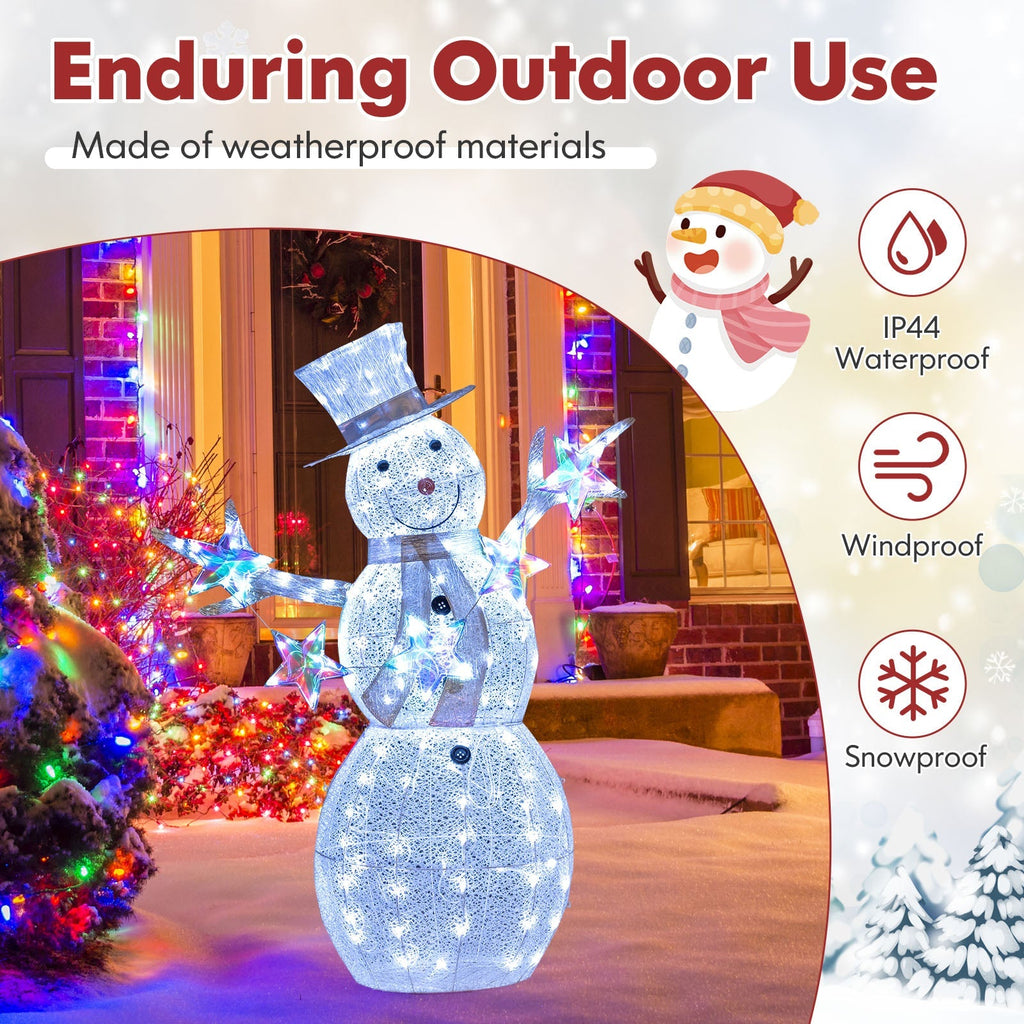 5 ft Pre-Lit Christmas Snowman with Stars