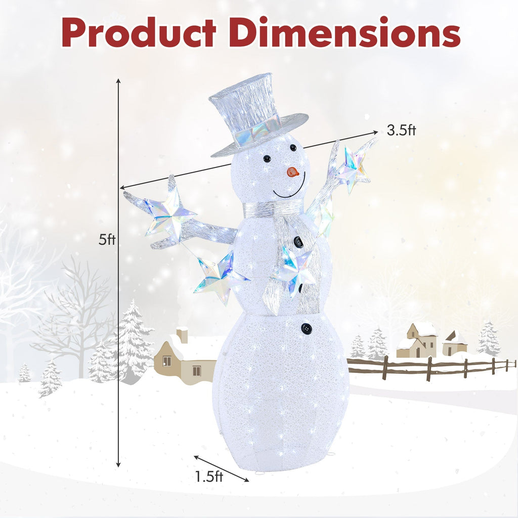5 ft Pre-Lit Christmas Snowman with Stars