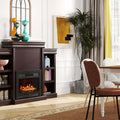 5-in-1 Complete Dining Room Set: Extendable Table 4 Chairs Electric Fireplace Media Console & Bamboo Sideboard