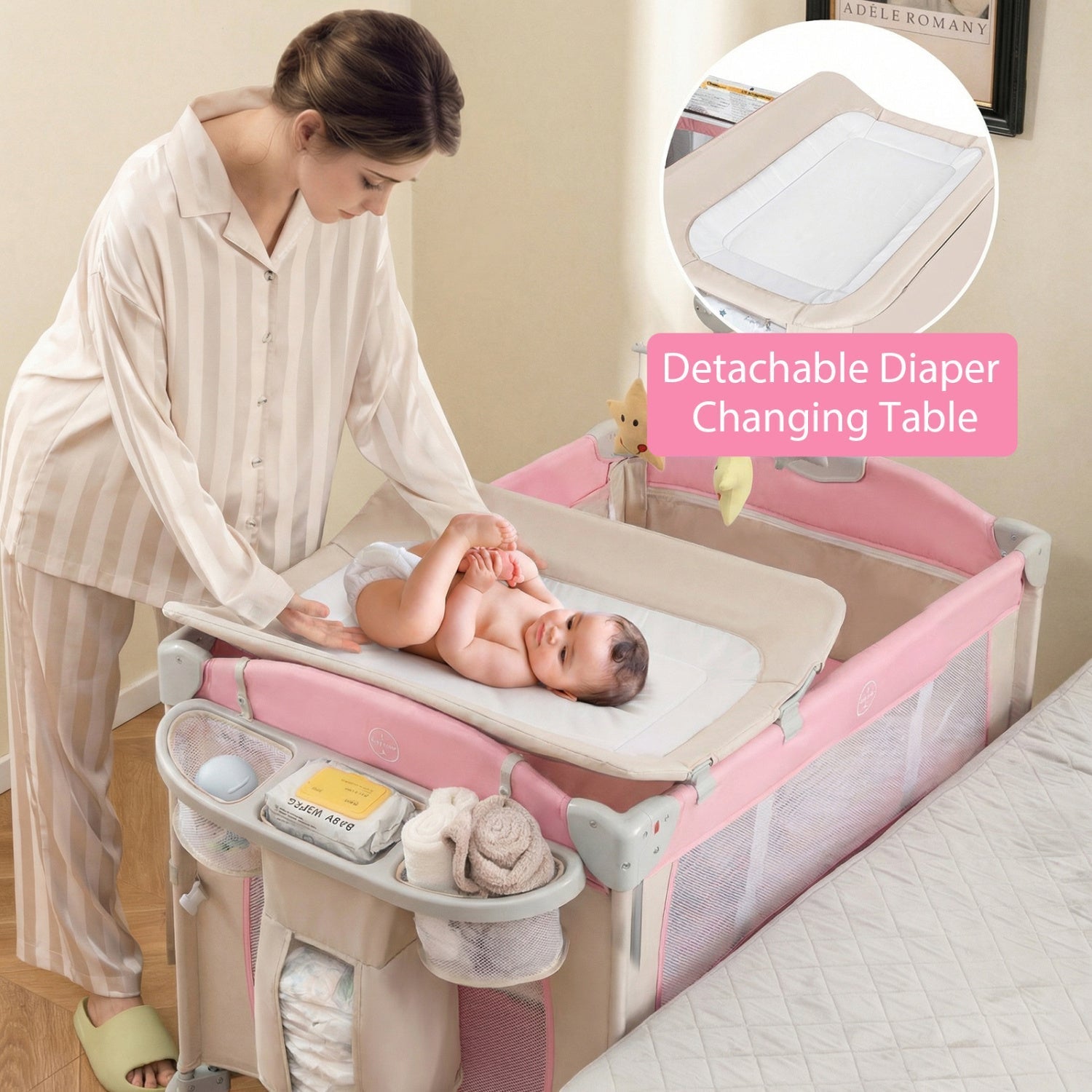 5-in-1 Portable Pack and Play with Diaper Changing Table