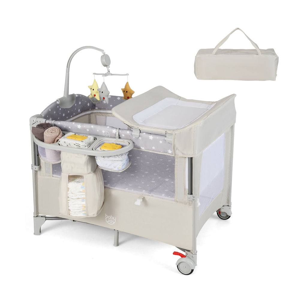 5-in-1 Portable Pack and Play with Diaper Changing Table