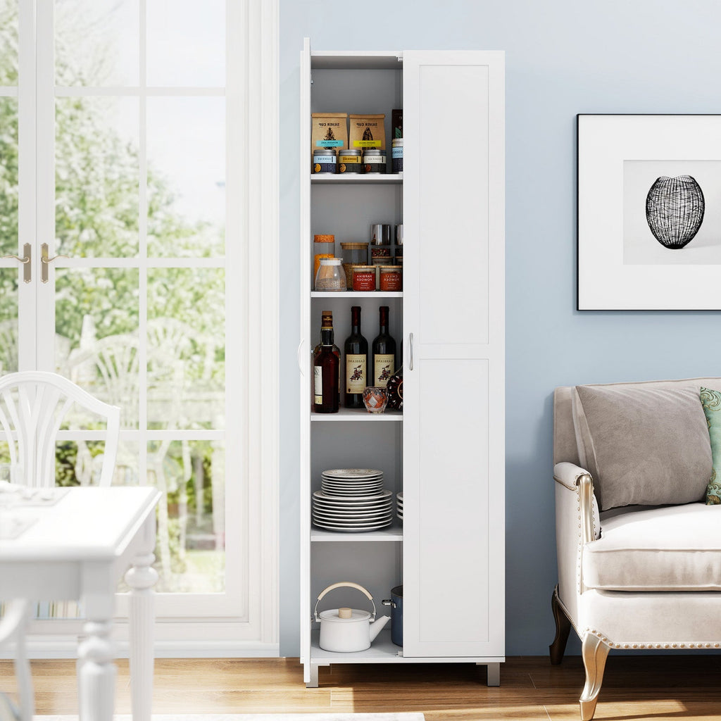 73.5 Inch Freestanding Double Door Tall Versatile Storage Organizer-White