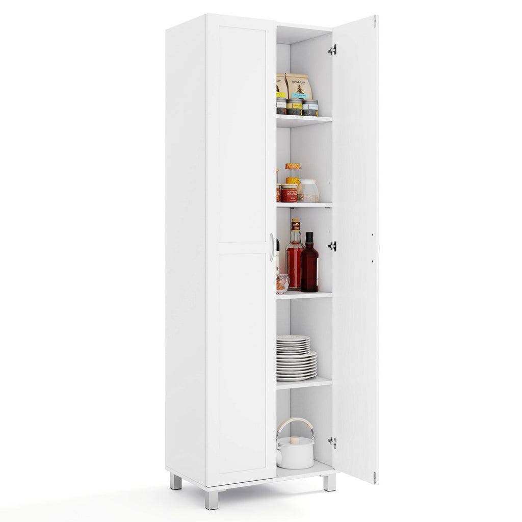 73.5 Inch Freestanding Double Door Tall Versatile Storage Organizer-White