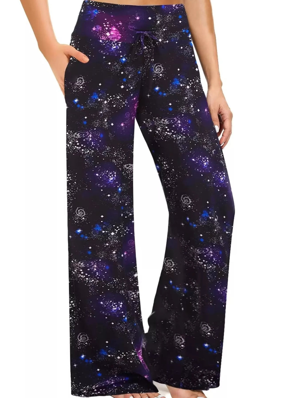 High-Waisted Wide-Leg Lounge Bottoms with Pockets