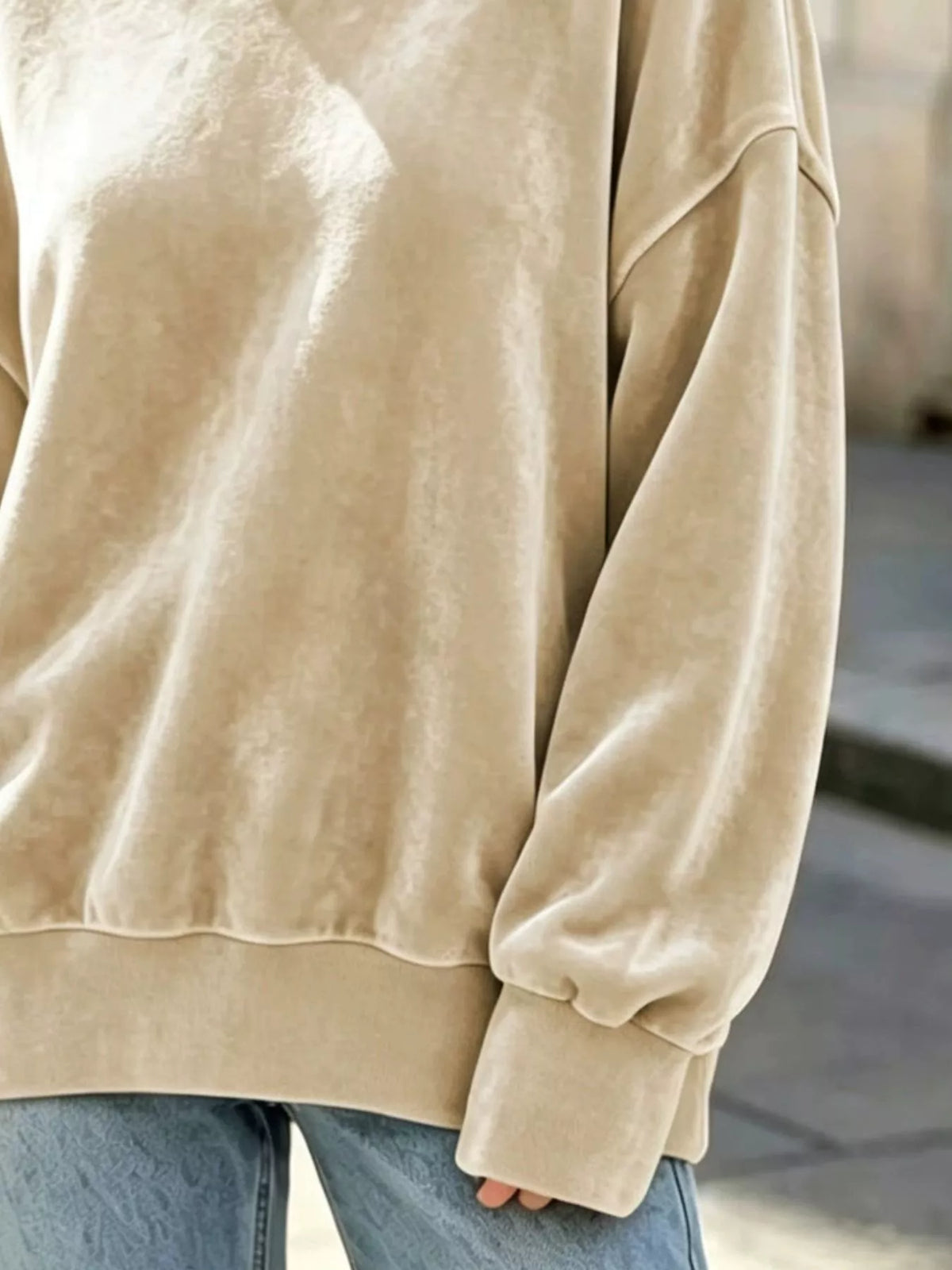 Full Size Oversized Dropped Shoulder Sweatshirt Plus Size