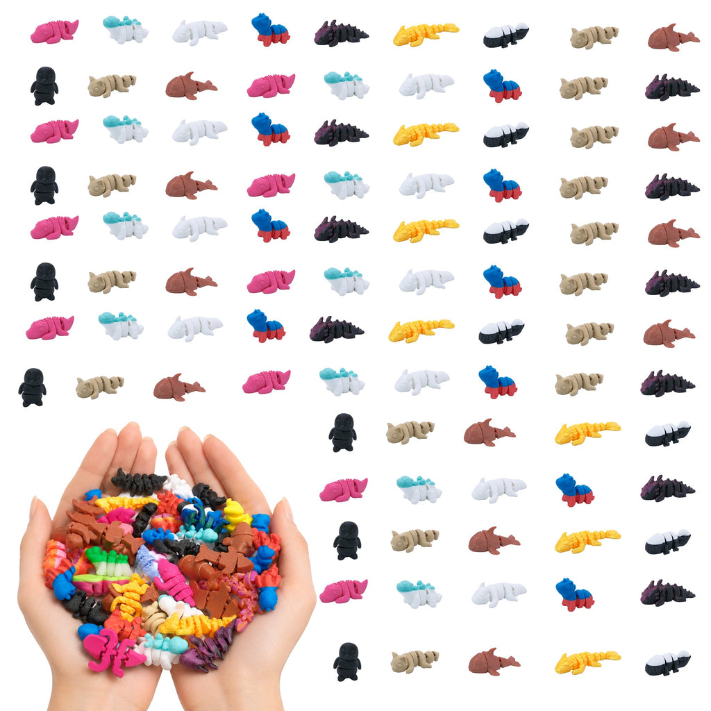 100PCS Assorted 3D Printed Mini Animals, Random Mixed Tiny Animal Figures For Fairy Garden, Party Favors, Easter Egg Fillers And DIY Crafts