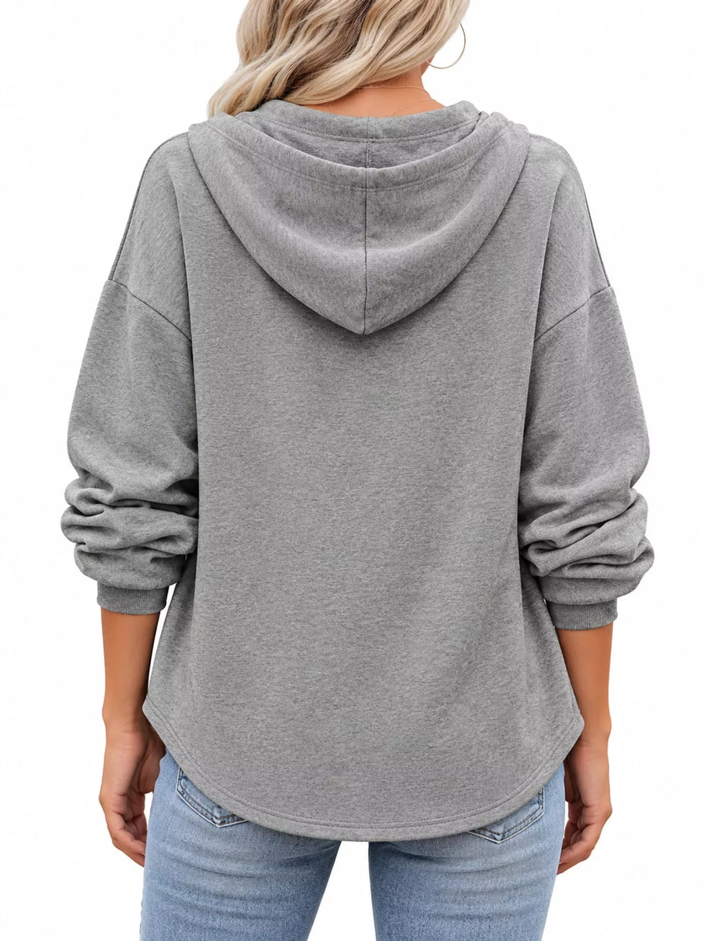 Drawstring Dropped Shoulder Hoodie