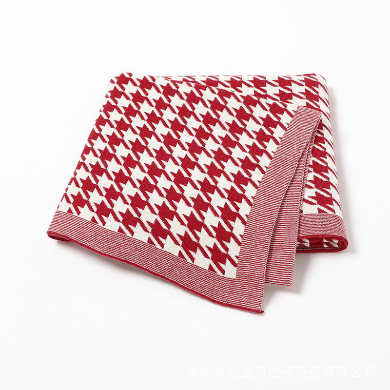 Houndstooth Jacquard Baby Swaddle Knitted Blanket