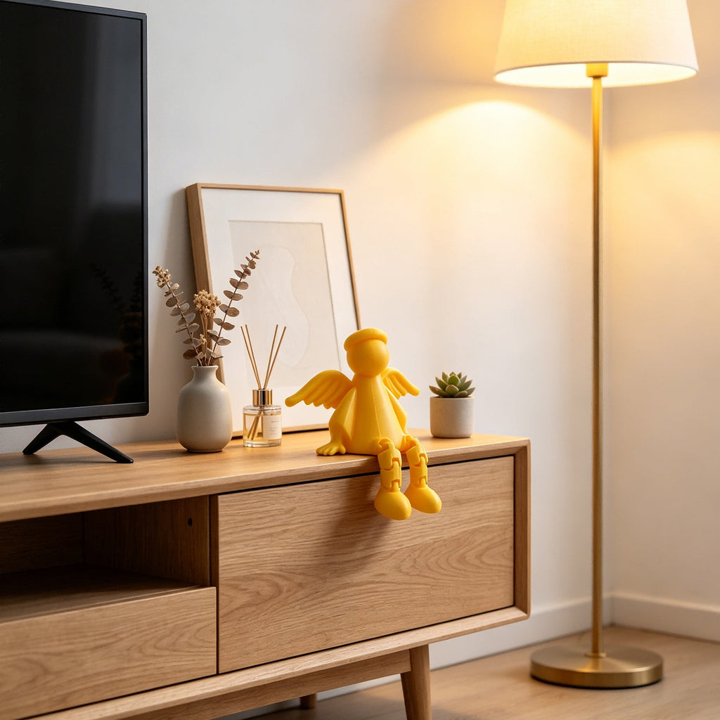 3D Printed Angel Shelf Sitter Figurine With Articulated Legs, Cute Winged Angel With Halo For Desk, Bookshelf, Bedroom & Home Decor