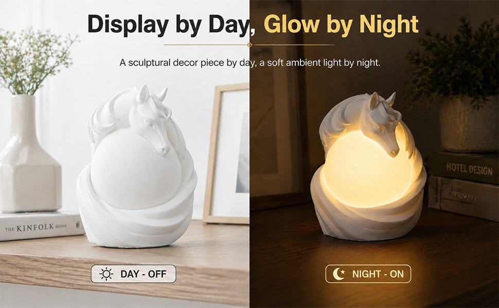 3D Printed Horse Ambient Table Lamp, Warm Glow Decorative Night Light, Sculptural Desk Lamp For Bedroom, Office And Home Decor