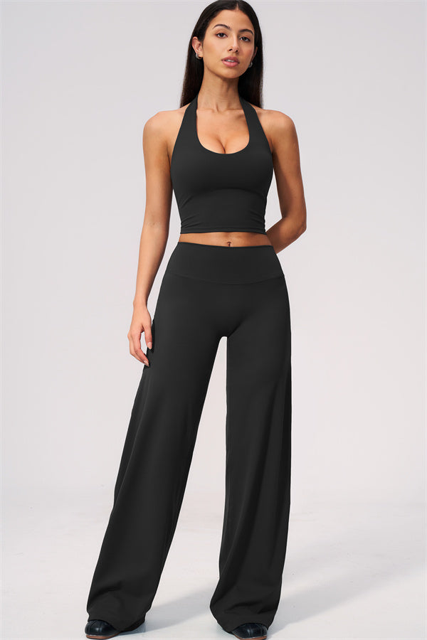 The Twirl Wide Strap Halter Crop Top