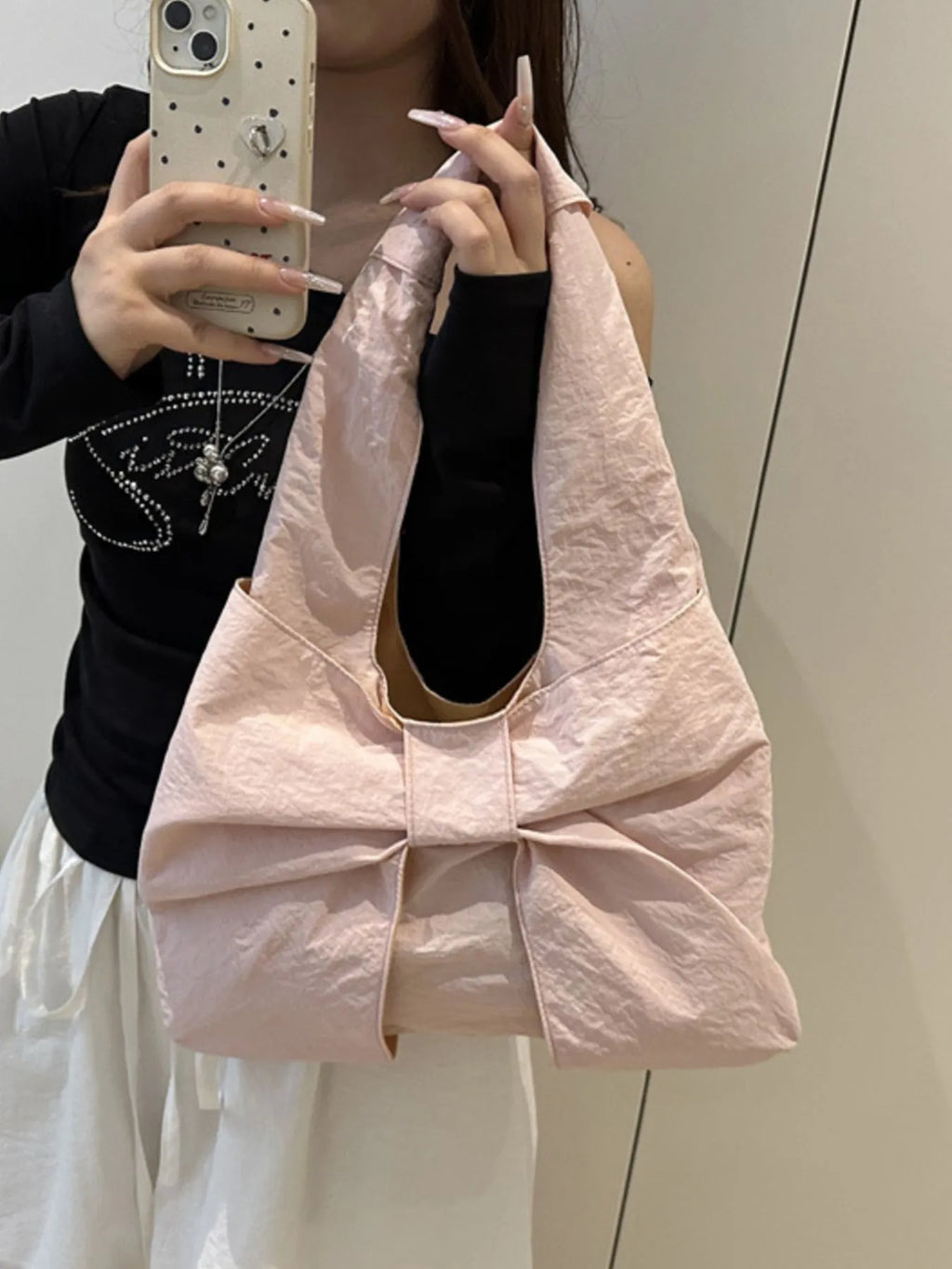 Ruched Bow Shoulder Bag