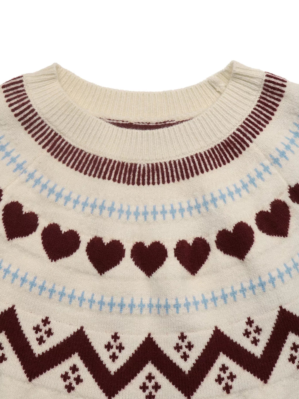Heart-Patterned Crew Neck Sweater