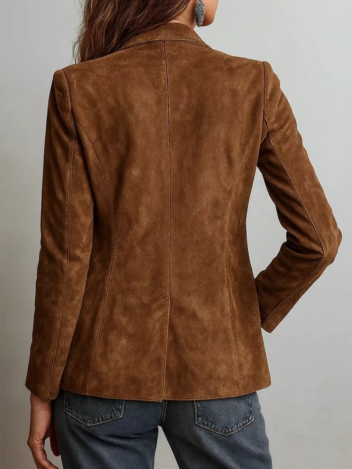 Full Size Lapel Collar Button Up Blazer Plus Size