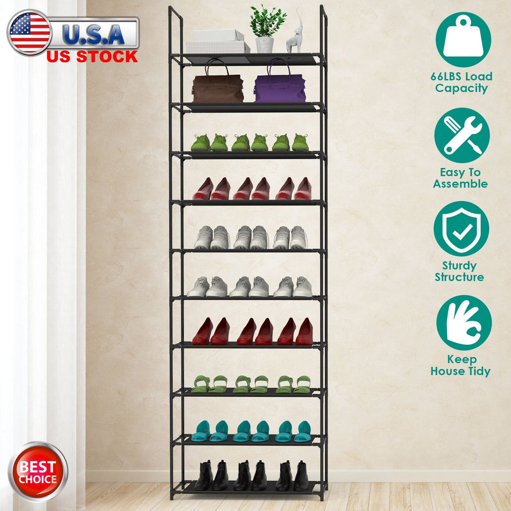 10-Tier Shoe Rack Organizer for Hallways and Closets