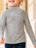 Children's Long-Sleeve Striped Turtleneck T-Shirt