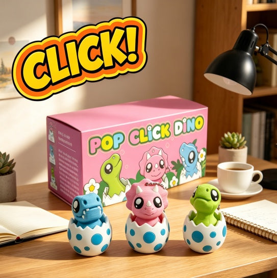 3PCS 3D Printed Dinosaur Egg Clicker Keychain Set, Mini Hatching Dino Press Click Fidget Charms, Cute Desk & Bag Accessories