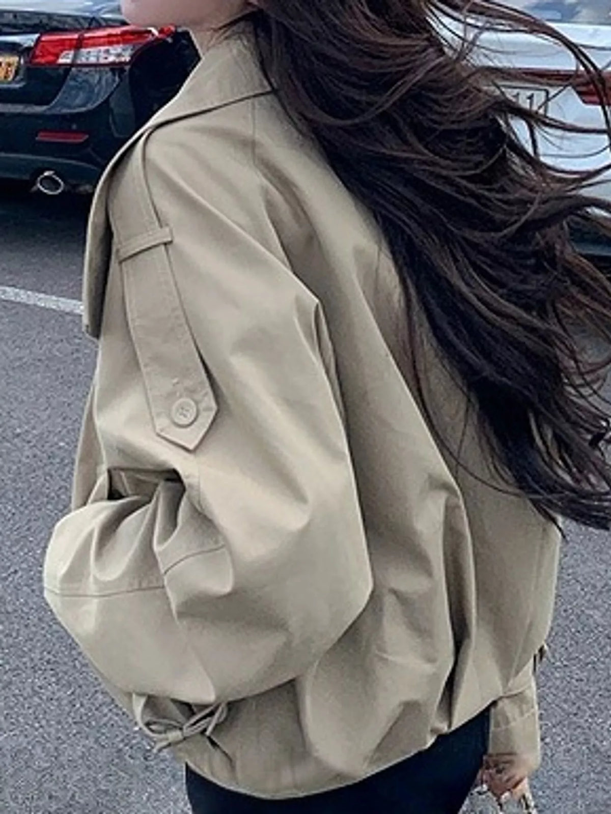 Double-Breasted Cropped Trench Jacket
