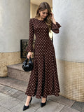 Polka Dot Long Sleeve Maxi Dress